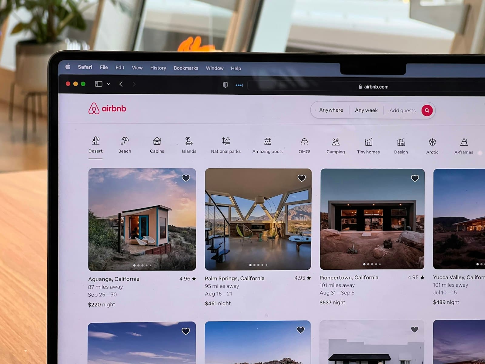 A close-up of an Airbnb graphical user interface on a screen, representing product, design, and technical interview preparation.