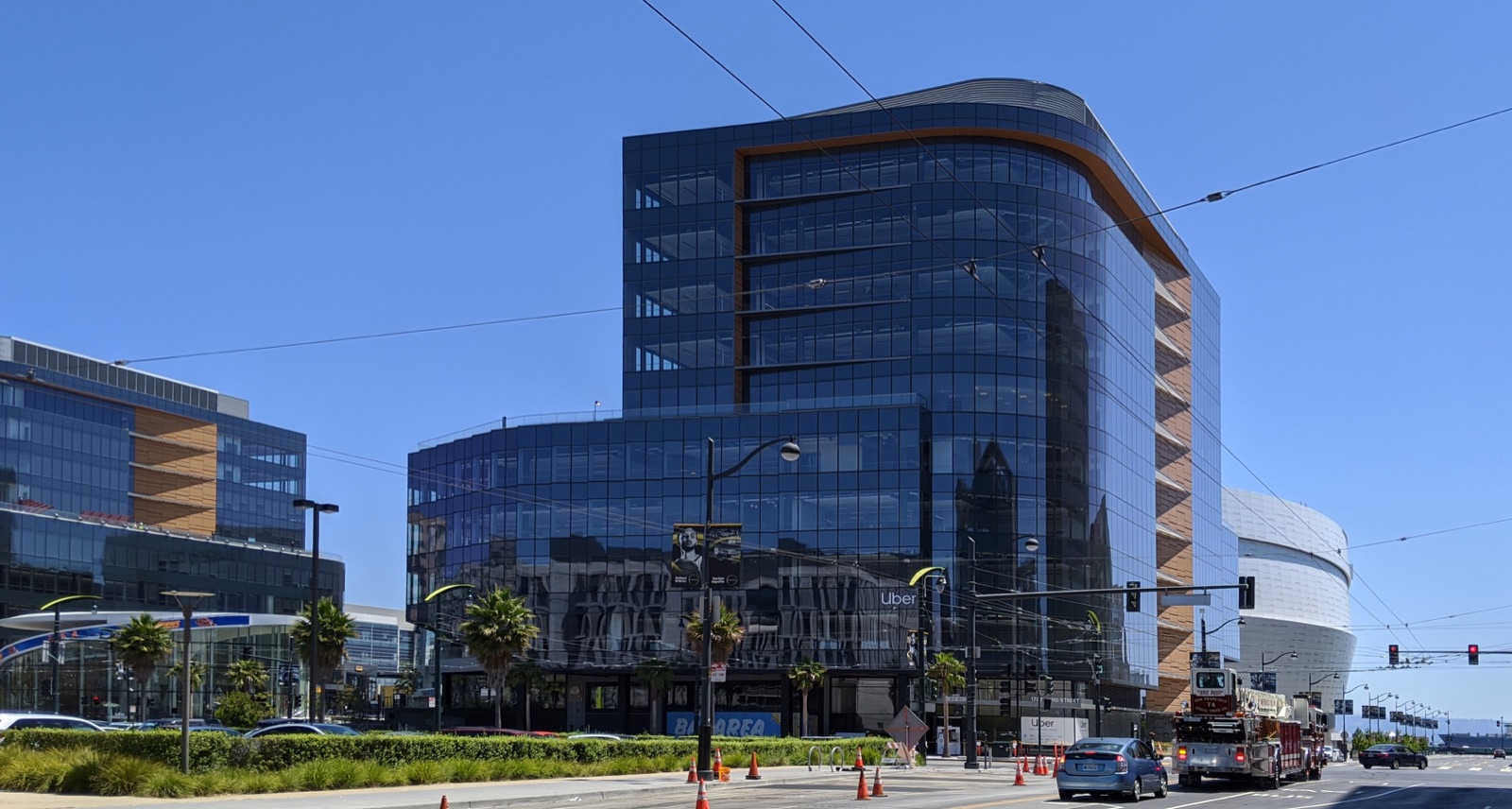 Uber's Mission Bay offices in San Francisco, showing the headquarters campus where many product and engineering teams are based.