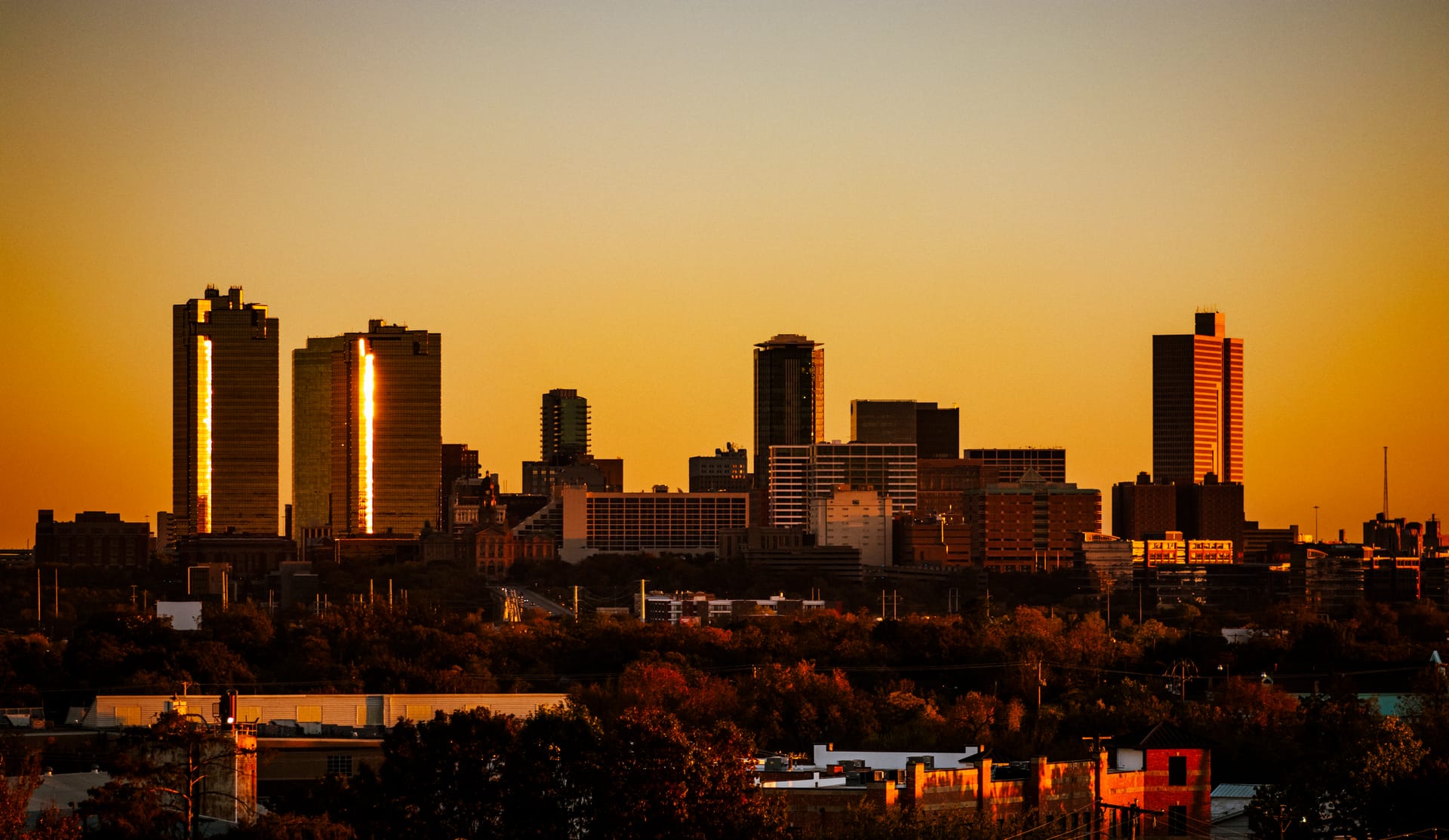 Fort Worth, Texas skyline at sunset